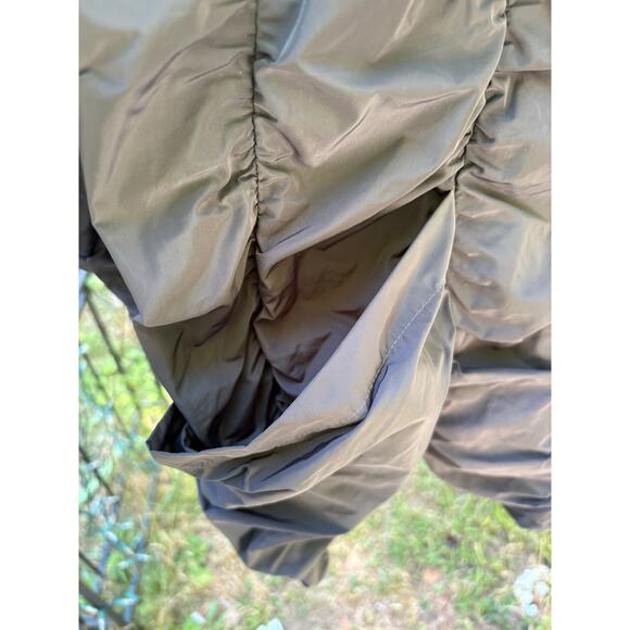 SUN KIM Sydney Parachute Ruched Lightweight Jacket L Gray Zipper Accent Goth - Picture 7 of 8
